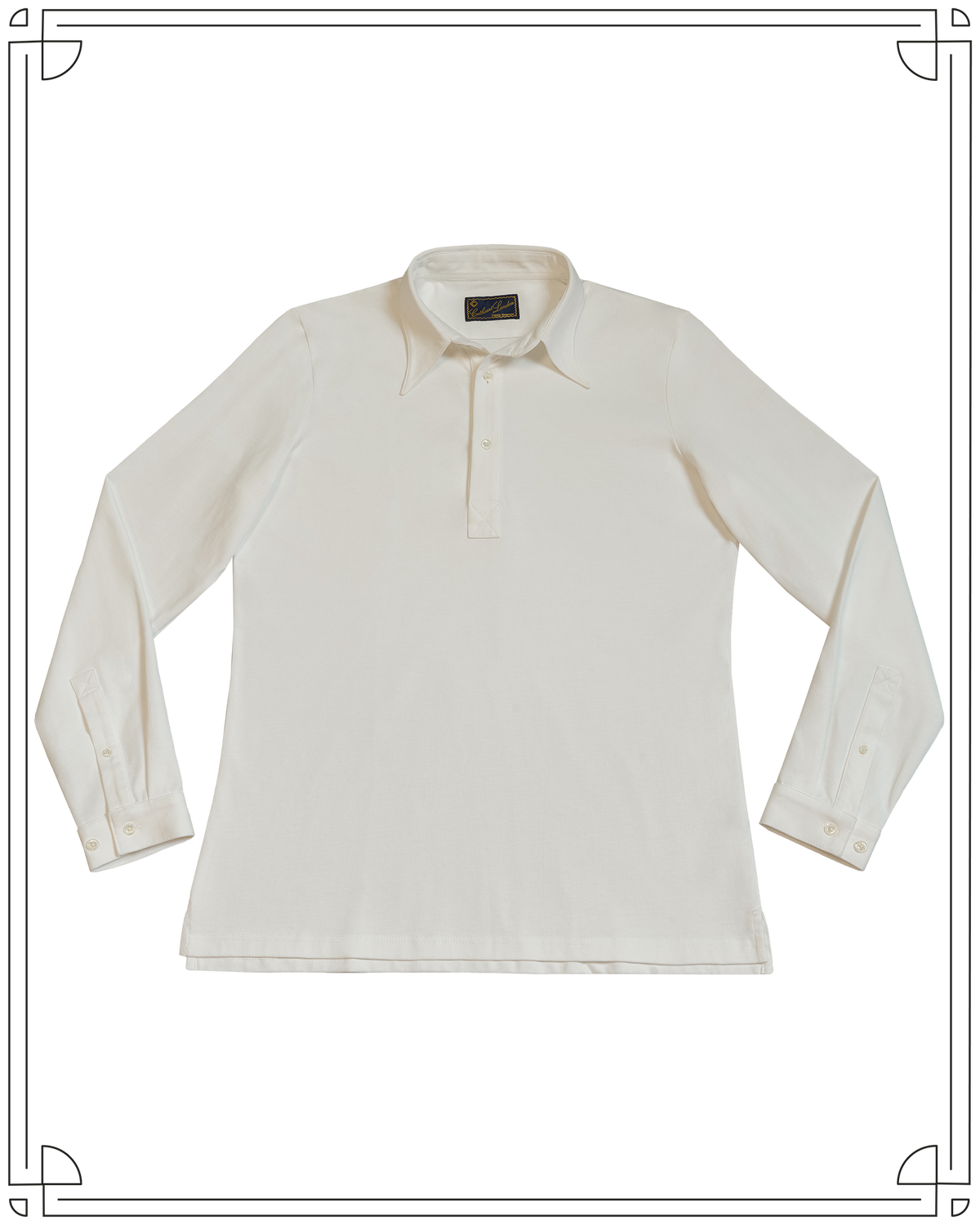 Cathcart London Men's Long Sleeve Polo in Cream