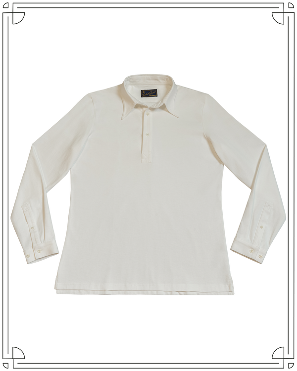 Cathcart London Men's Long Sleeve Polo in Cream