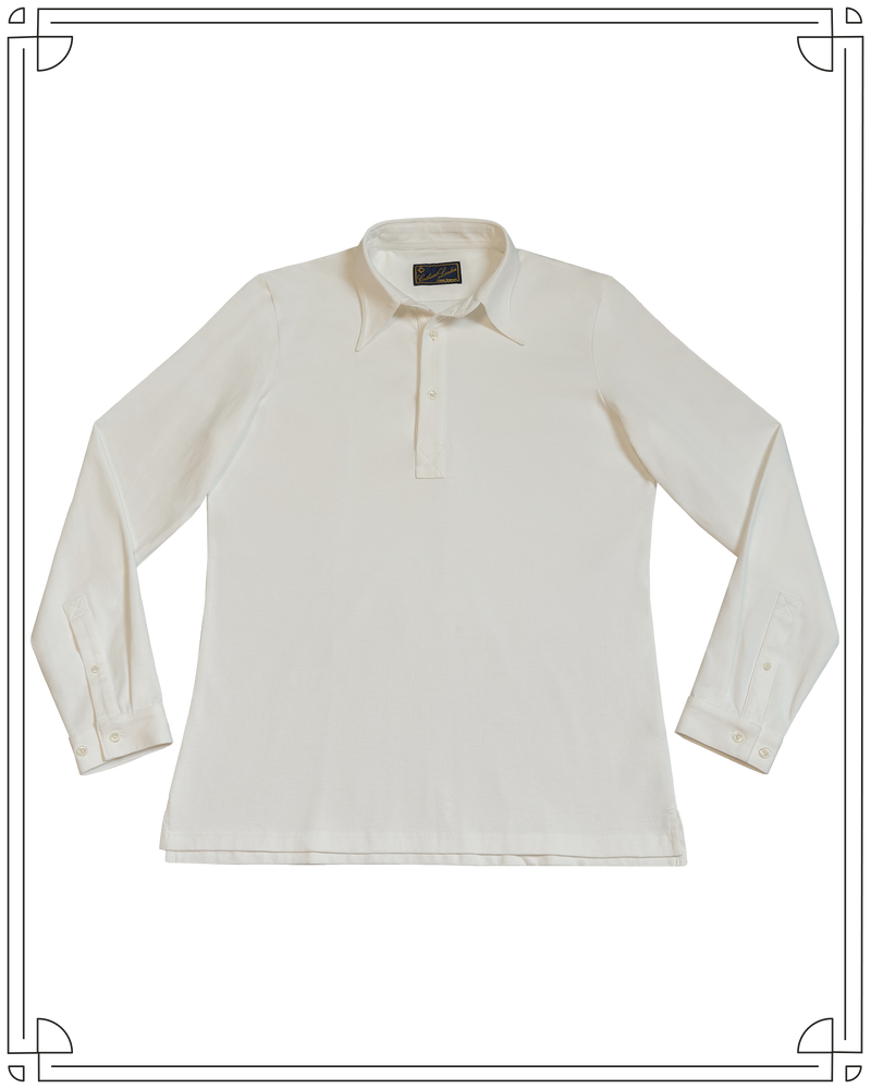 Cathcart London Men's Long Sleeve Polo in Cream