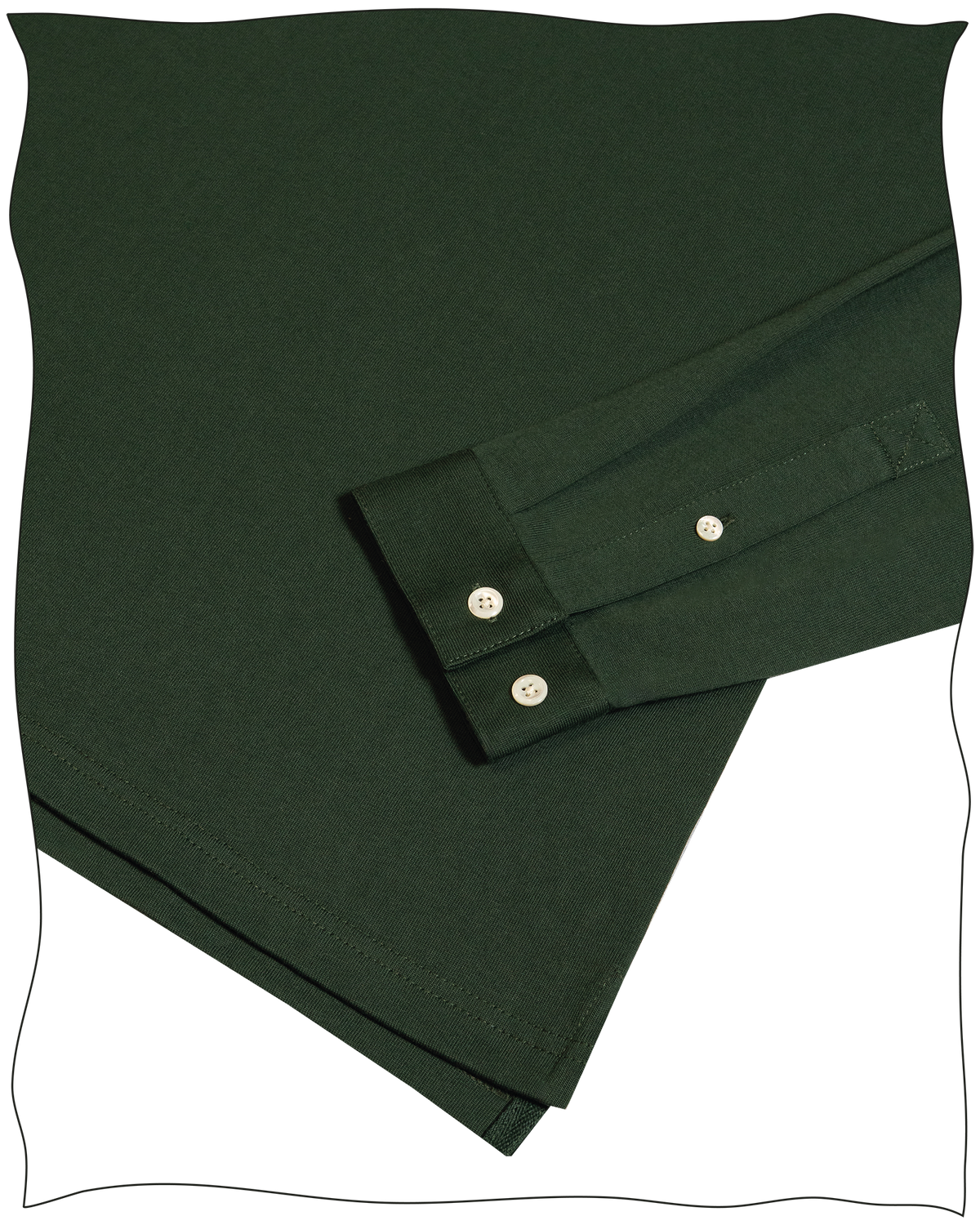 Cathcart London Men's Long Sleeve Polo  in Forest Green with Mother of Pearl Buttons