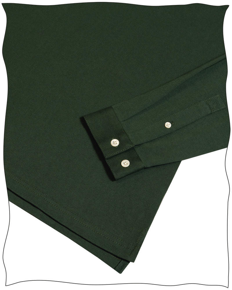 Cathcart London Men's Long Sleeve Polo  in Forest Green with Mother of Pearl Buttons