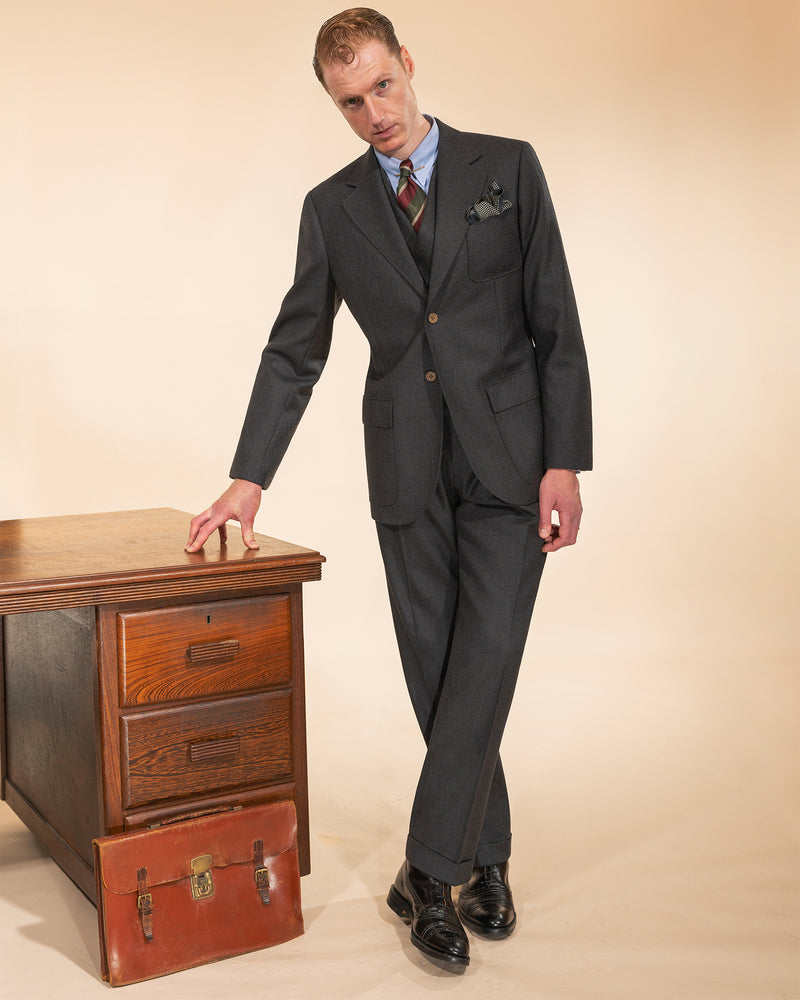 Grey Worsted Astor Flannel Trousers