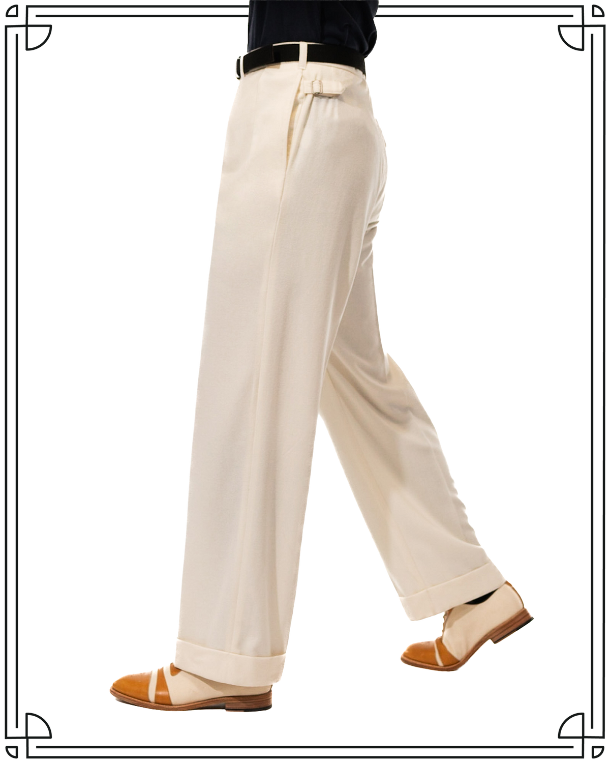 Sample Cream Ellington Flannel Trousers Size 34