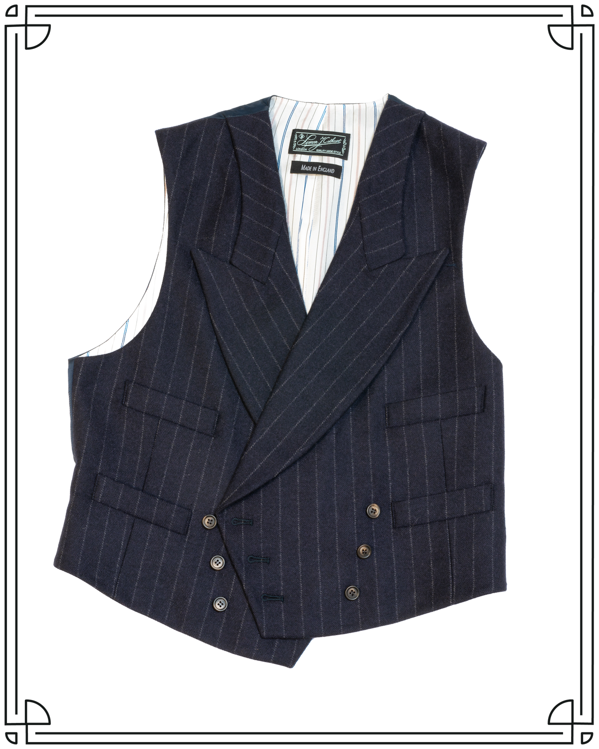 Sample Navy Chalk Stripe Eden Waistcoat Size 44