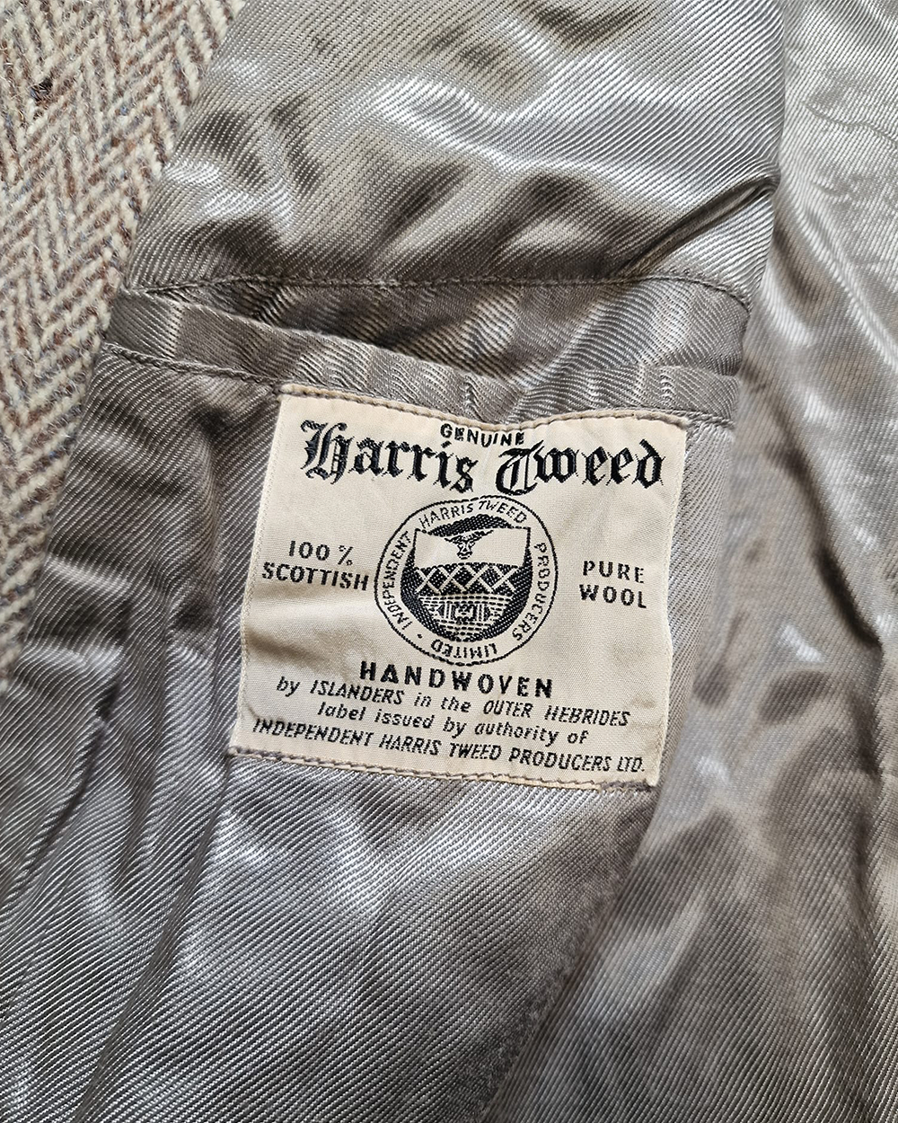1940s Oatmeal Harris Tweed Sports Jacket Size 44 SL40