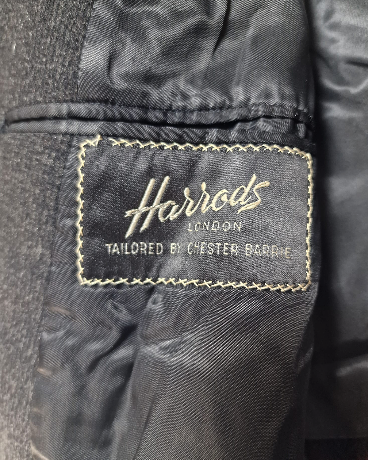 1950s Harrods Peak Lapel Single Breasted Overcoat Size 44 SL38