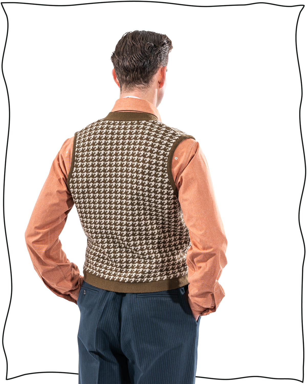 Sample Olive Dogtooth Knit Waistcoat Size 38