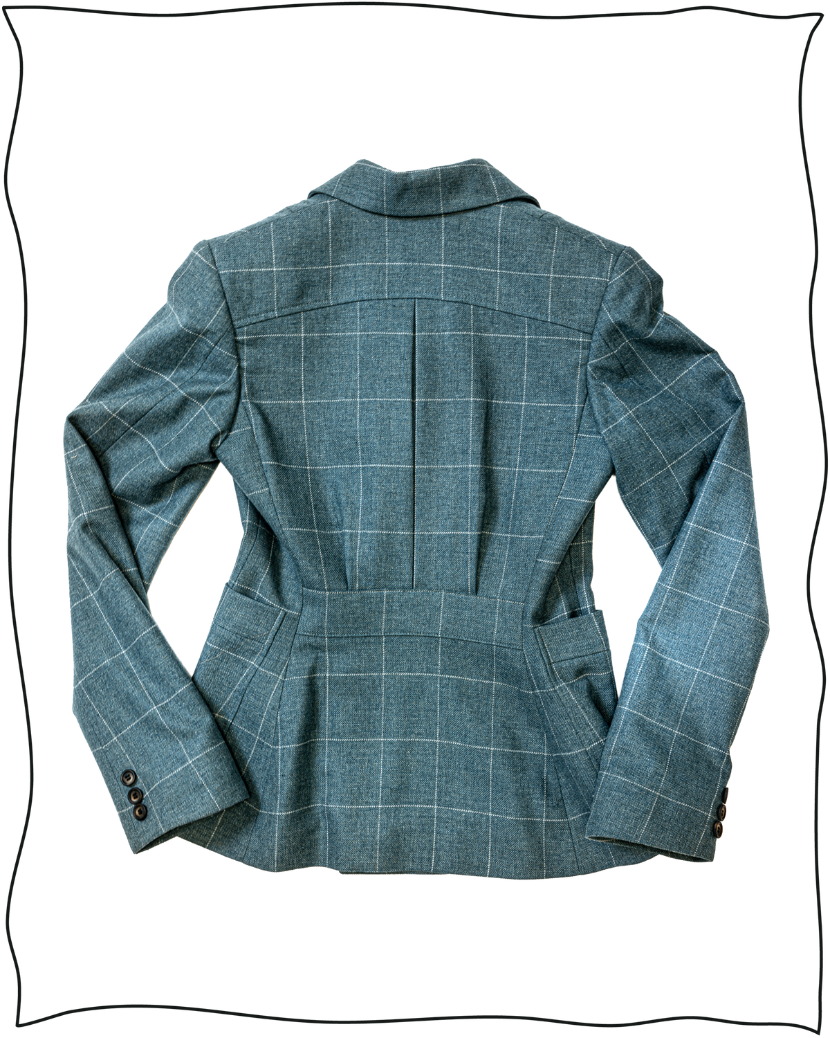 Sample Women's Teal Overcheck Double Breasted Jacket Size 6