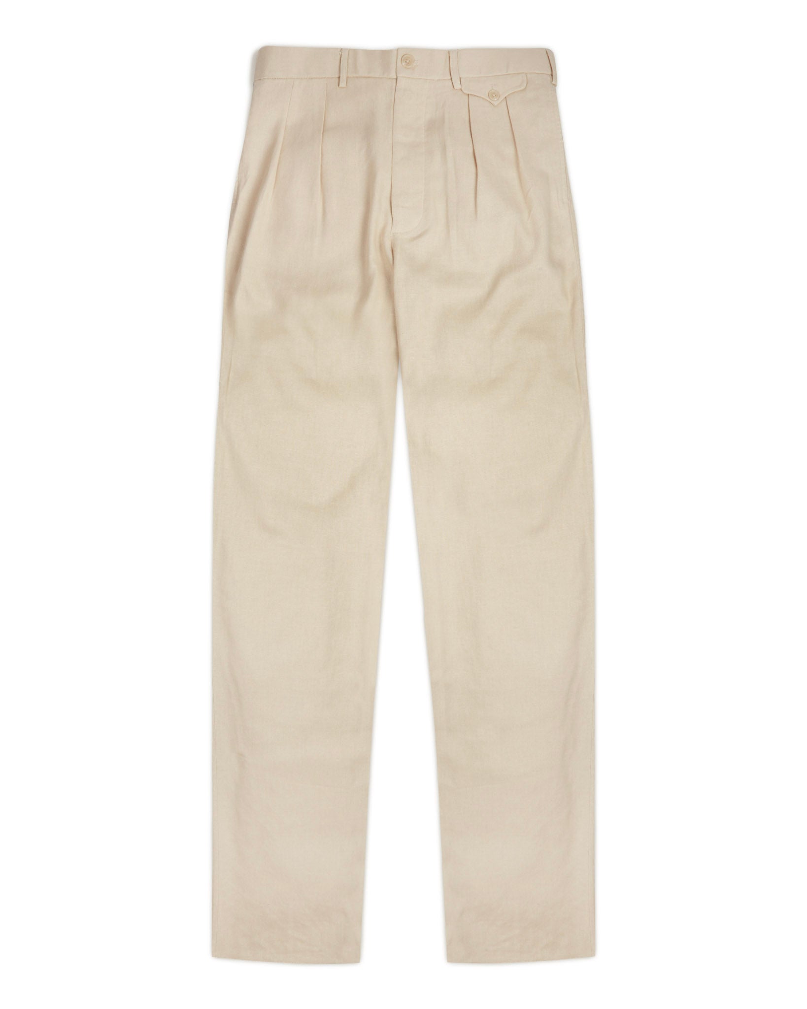Cream Rayon-Linen Trousers