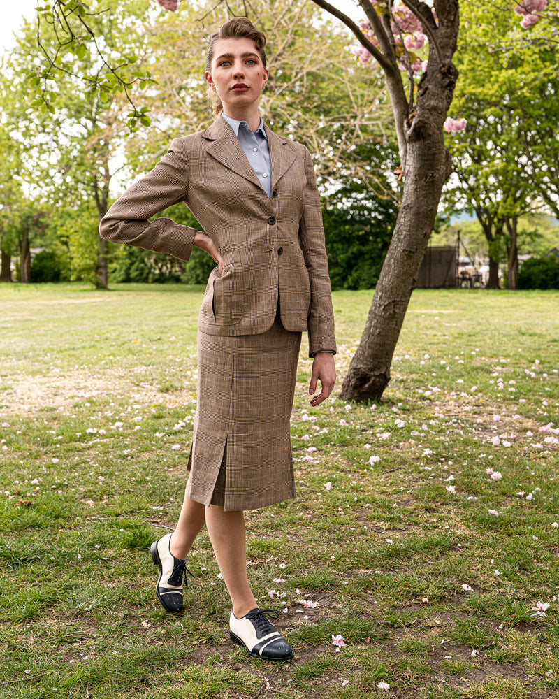 Tan Prince of Wales Single Breasted Jacket