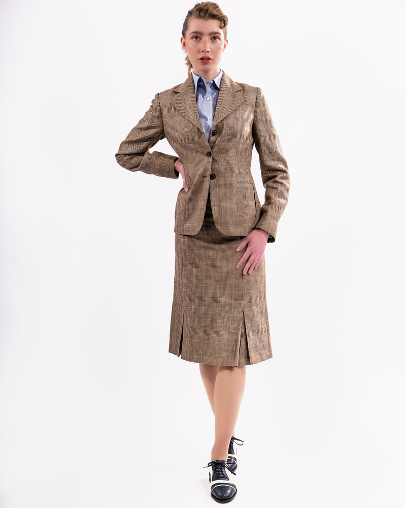 Tan Prince of Wales Single Breasted Jacket