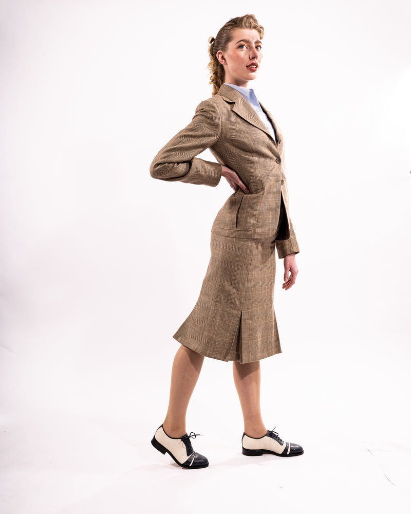 Tan Prince of Wales Single Breasted Jacket