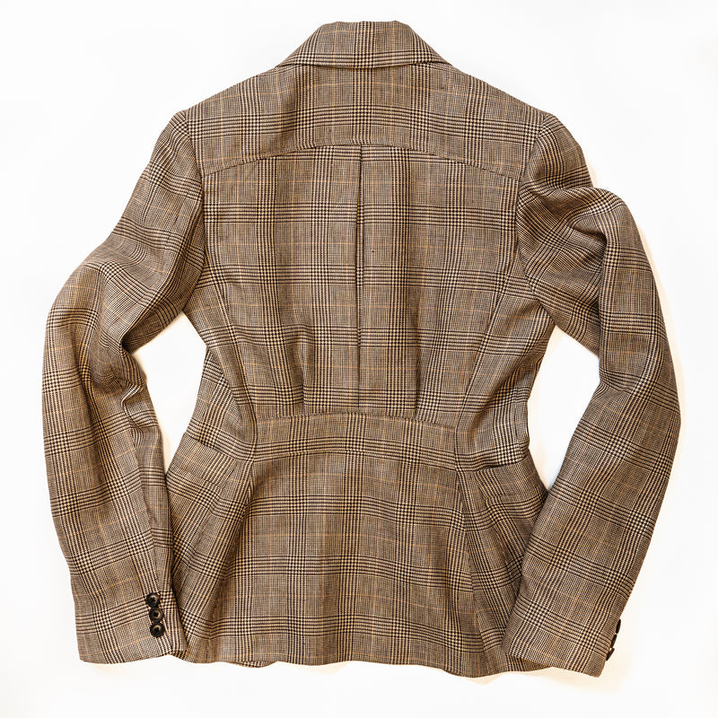 Tan Prince of Wales Single Breasted Jacket